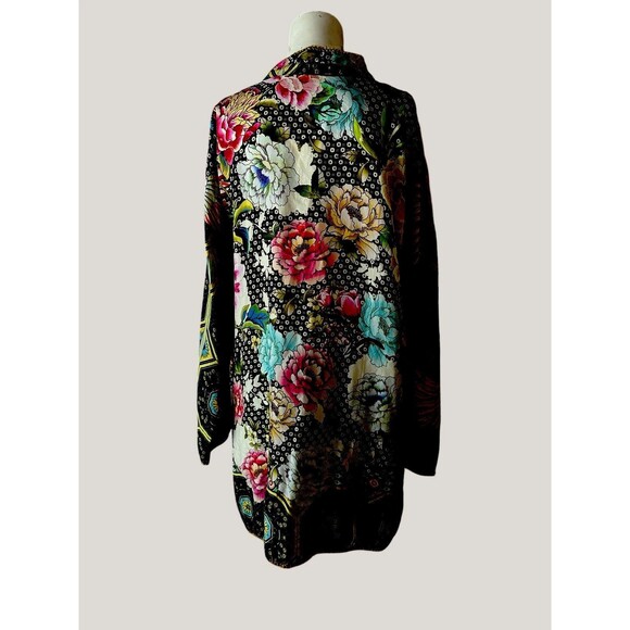 Johnny Was silk Fagan Josie Boho Silk Button Down Top Blouse Shirt,Multi Size M - Picture 10 of 13